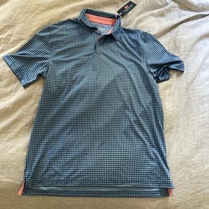 Blue gingham performance polo shirt, vineyard vines, size medium